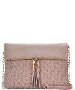 Stitched Flap Over Double Zipper CLutch bag BGT26611  TAUPE